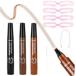 FWUNYVN 5Pcs Suake Eyebrow Pencil Set with Eyelash Brush and Eyebrow Template,4 Tip Microblade Eyebrow Pen,Waterproof and Smudge-Proof,Creates Natural Looking Brows Effortlessly and Stays on All Day