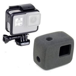 GEPULY Frame Mount Housing Case + Windslayer Foam Windscreen Compatible with GoPro Hero 5/6/7 Black Hero7 White/Silver Hero(2018) Camera, Reduce Wind Noise for Optimal Audio Recording