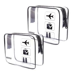 WANDF TSA Approved Clear Travel Toiletry Bag wih Zippers Carry-on Travel Accessories Quart Size Toiletries Cosmetic Pouch Makeup Bags for Men and Women (2 pcs)