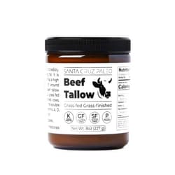 Santa Cruz Paleo Beef Tallow - Grass Fed, Grass Finished - High Heat Cooking Oil - 8oz