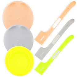 KALAMANDA Cat Food Can Covers Lids, Rubber Can Covers for Pet Food Cans, Dog Canned Mixing Spoon for Wet Food (6 Pack)