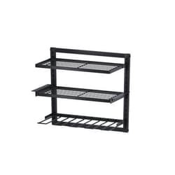JEFEE Heavy-Duty Wall Tool Organizer Power Tool Organizer Garage Tool Storage Rack Utility Racks Wall Rack Black…