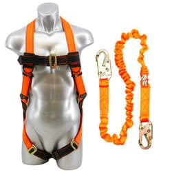 Malta Dynamics Universal-Sized Warthog Pass-Thru Safety Harness Kit – Full Body Fall Protection with 4.5-6’ Shock Absorbing Stretch Lanyard, OSHA/ANSI Compliant