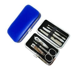 Hacent 7-in-1 Stainless Steel Nails Cutter Manicure Set Pedicure Kits Travel Grooming Kit, Nail Clippers Kit with Portable Case (Blue)