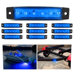Nilight 10PCS 3.8” 6 LED Blue Indicator Light Truck Camper Side Marker Light Marine Boat Stern Light Yacht Kayak Sailboat Trailer Bus RV Clearance Light 12V DC, 2 Years Warranty