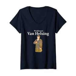 Gothic Horror - Dracula Vampire Slayer Womens Van Helsing - The Professor V-Neck T-Shirt