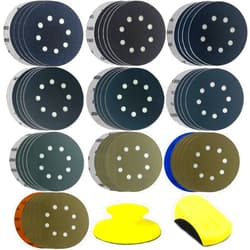 CKFCXC 50pcs Sandpaper 8 Hole 5 inch Sanding Discs Hook and Loop 60/180/240/400/800/1200/2500/4000/7000/10000 Grits with Hand Sander for Automotive Metal Polishin