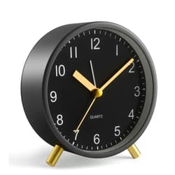 JALL Analog Alarm Clock, 4 inch Super Silent Non Ticking Small Clock with Night Light, Battery Operated, Simple Design, easy setting for Office, Bedroom, Bedside, Desk, teens, elders, kids, adult, Black