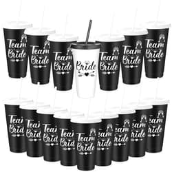 Skyley 16 Pcs Babe Bachelorette Cups Bachelorette Party Tumbler with Lids and Straws Bridesmaid Cups Bridal Cup Plastic Travel Mug for Wedding Bachelorette Party Supplies Gifts (White and Black)