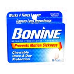 Bonine Chewable Tablets for Motion Sickness, Raspberry 16 ea (Pack of 5)