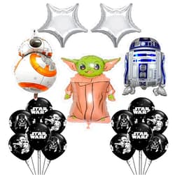 ROSUDA 19 Pcs Star Wars Balloon Set, Baby Child Balloons,Mandalorian Theme Video Games the Child Birthday Party Foil Film Dalloon Supplies Star Wars Bouquet Decorations for Kids Boys Girls