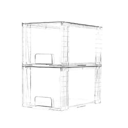 Vtopmart 2 Pack Large Stackable Storage Drawers,Clear Acrylic Drawer Organizers with Handles, Easily Assemble for Bathroom,Kitchen Undersink,Cabinet,Closet,Makeup,Pantry organization and Storage