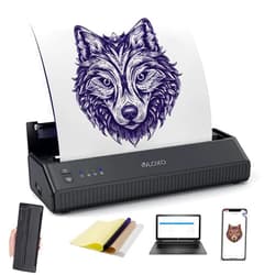 VLOXO Wireless Tattoo Stencil Printer, Portable Tattoo Thermal Transfer Copier Cordless Bluetooth Tattoo Machine with 10pcs Transfer Paper for Android and iOS Phone Pad & Laptop