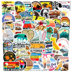 ZUIYIJIANGNAN California Stickers 50PCS Travel Stickers for Laptops, Trackpads, Keyboards, Backpacks, Skateboards, Luggage, Water Bottles, Scrapbooks, Mirrors, Notebooks, Journals, Cars, Bumpers Waterproof