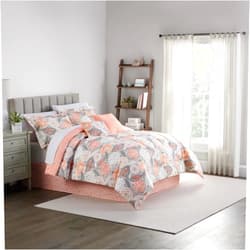 Waverly Traditions Vintage Century Floral 6 Piece Pattern Bedding Set, Queen Comforter Set, All Season Bed Set Including Comforter, Two Shams & More, Machine Washable Queen Bed Set, Coral