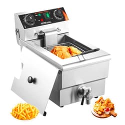 VEVOR Commercial Deep Fryer, 1500W Electric Countertop Fryer with Basket, 11.6Qt / 11L Stainless Steel Single Oil Fryer with Time & Temp Control, Overheat Protection, for Kitchen Restaurant Use