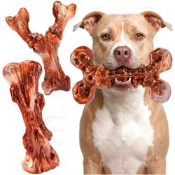 Kseroo 3-Pack Indestructible Dog Chew Toys for Aggressive Chewers: Bacon Flavored Rock-Hard Solid Nylon, Tough Dog Bones for Medium/Large Dogs 25-90lbs, Heavy Duty Dog Toys to Keep Them Busy, Brown-XL