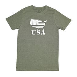 VHC Brands USA Military Melange Inspirational T Shirt Unisex Cotton Polyester Blend Faith & Country Charcoal Grey