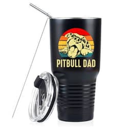 Onebttl Pitbull Gifts for Pittie Lovers on Father's Day, Black Stainless Steel Insulated Tumbler, 30 oz Coffee Travel Mug