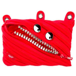 ZIPIT Grillz Pencil Pouch for Kids | 3-Ring Binder Pencil Case | Large Capacity Pen Case for School (Red)