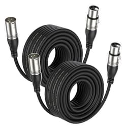 EBXYA XLR Cable 50ft 2 Packs - Premium Balanced Microphone Cable with 3-Pin XLR Male to Female Mic Speaker Cable, Black