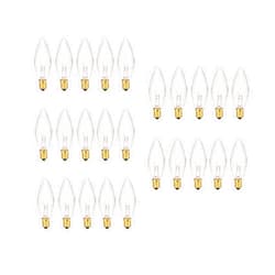 Darice Replacement Light Bulbs for Electric Candle Lamps - 7 Watt, Clear, Pack of 25 Bulbs