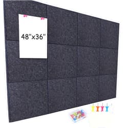 Testyu Cork Board 48 x 36, 12 Pack Bulletin Boards for Walls, Large Felt Wall Tiles with Pushpin, Noise Reduction Alternative Cork Board for Office Wall(Gray Black)