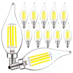 LUXRITE Vintage Candelabra LED Bulb 60W Equivalent, 550 Lumens, 3000K Soft White, LED Chandelier Light Bulbs 5W, Dimmable, Flame Tip Clear Glass, Filament LED Candle Bulbs, E12 Base (12 Pack)