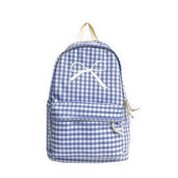 KAOBIO Womens Small Cute Trendy Plaid Preppy Backpack Y2k Aesthetic Kawaii Bow Checkered Daypack Coquette Laptop Bag (Blue)
