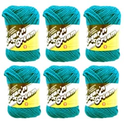Spinrite Bulk Buy: Lily Sugar'n Cream Yarn 100% Cotton Solids and Ombres (6-Pack) Medium #4 Worsted (Teal Solid)
