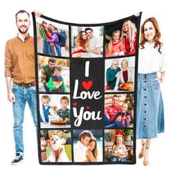 Anlewo Custom Blanket with Photos, Personalized Blanket with Picture, Customized Blanket, Photo Blankets Customize, Picture Blankets, Personalized Gifts for Women Mom Dad Baby Kid Girlfriend Boyfriend Couple