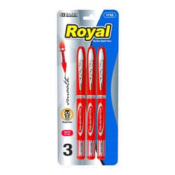 BAZIC Products BAZIC Royal Red Rollerball Pen (3/Pack) (Case of 24)