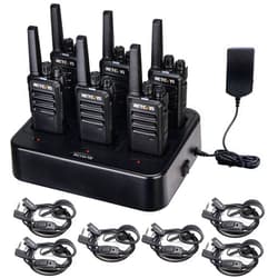 Retevis RT68 Walkie Talkies with Earpiece, Portable FRS Two-Way Radios Rechargeable, with 6 Way Multi Unit Charger, Hands Free, Long Range, Rugged 2 Way Radios 6 Pack for Adults School Church