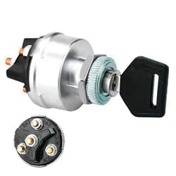 MGI SpeedWare 4-Position Universal Ignition Key Switch for 12V Car, Truck, Tractor, Trailer, Forklift - Acc/Off/IGN/(Start)