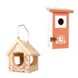 SISTERBIRD Bird Houses for Outside Clearance Beige Red, Mini Bird Feeders for Outdoors Hanging, Attracting for Wild Birds, Easy to Assemble