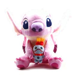 neoson Stitch Plush Stuffed Toys, Purple Stitch Figure Plushie Dolls, Purple and Stitch Gifts, Soft and Cuddly, Plush Cuddle Pillow Buddy, Stitch Gifts for Fans (Pink Sitting Posture Holding pet)
