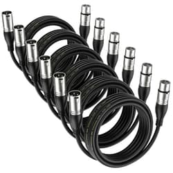 EBXYA XLR Cable 15ft 6 Packs - Premium Balanced Microphone Cable with 3-Pin XLR Male to Female Mic Speaker Cable, Black