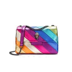 Ashendikan Rainbow Handbag Patchwork Crossbody Bag Shoulder Bag Women's Handbag PU Shoulder Bag