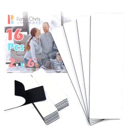 Rena Chris 2x6 Inch Hook and Loop Strips with Adhesive 16 Sets- Double-Sided Interlocking Strong Back Adhesive Fasten Mounting Tape for Couch Cushions, Suitable for School Classroom,Office,Home,Black
