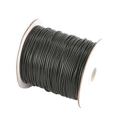 Craftdady 90 Yards 2mm Black Waxed Polyester Cord Braided Thread String with Roll Spool for Macrame Jewelry Craft Friendship Bracelet Necklace Making