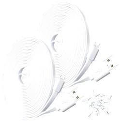 SCOVEE 2-Pack 10FT USB Power Extension Cable for Wyze Cam,WyzeCam Pan,YI Home Camera,Nest-Cam Indoor,Oculus Go,Netvue,KasaCam,Furbo Dog,Blink,Flat USB to Micro USB Charging Cord for Wyze-Cam v3 v2