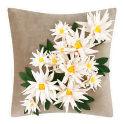 ELSKERJW 3D Decorative Flower Pillow Cover 18 x 18Inch Pillow Cases with Invisible Zipper Square Pillowcase Accent Cushion Case Handmade Toss Pillow Cover for Sofa Bedroom Car Gray
