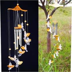 XUJIQI Angel Wind Chimes for Outside, with Aluminum Tubes, Guardian Angel Wind Catcher Windchimes for Home Indoor Outdoor Garden Yard Party Hanging Ornament (Gold)