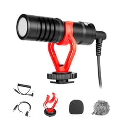 BOYA by-MM1 On-Camera Shotgun Microphone for iPhone, Android Smartphones, DSLR Cameras Camcorders - Battery-Free Video Mic for Vlog Podcast Streaming Recording