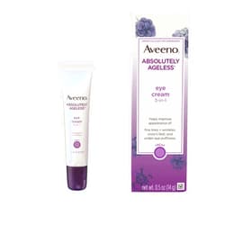 Aveeno Absolutely Ageless 3-in-1 Anti-Wrinkle Eye Cream for Fine Lines & Wrinkles, Crows Feet, & Under-Eye Puffiness, Antioxidant Blackberry Complex, Hypoallergenic, Non-Greasy, 0.5 oz