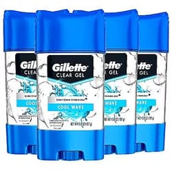 Gillette Antiperspirant & Deodorant for Men, Cool Wave Clear Gel, 3.8 Oz, Pack Of 4