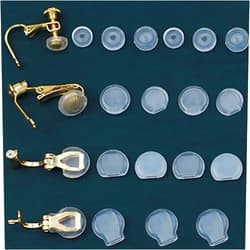 OwlkOrmy 80 Pieces 8 Size Earring Pads TPE Material (Better Than Silicone) Comfort Earring Cushions for Clips on Earrings, Clear, White (Clear)