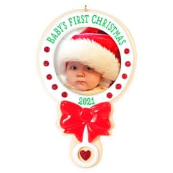 Hallmark Keepsake Resin Christmas Ornament, Year Dated 2021, Baby's First Christmas Photo Frame