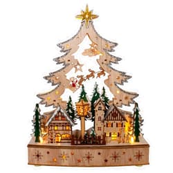 Kurt S. Adler Kurt Adler 12.6-inch Battery Operated Lighted Tree Christmas Village, Tan