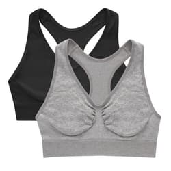 Hanes Women's Seamless Racerback Bra, Pullover Full-Coverage Bralette, 2-Pack